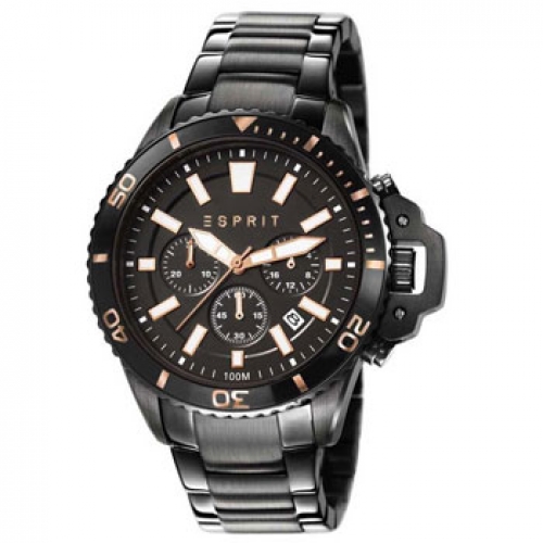 Esprit Ανδρικό Ρολόι Χρονογράφος Με Μάυρο Μπρασελέ ES107511003