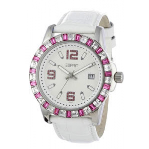 ESPRIT Spark Pink Crystal White Leather Strap ES103342007