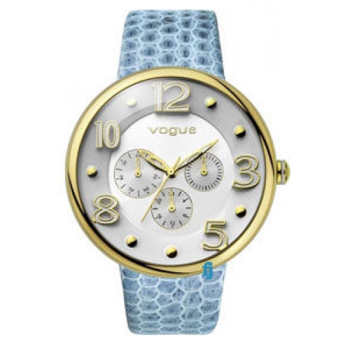 VOGUE Dome Multifunction Gold Blue Leather Strap 202017024.4