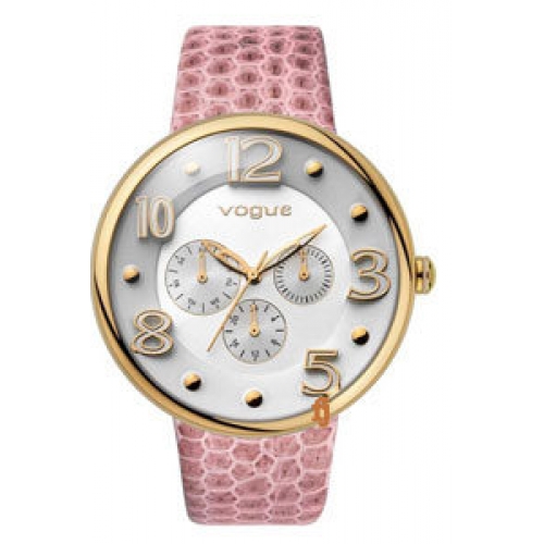 Vogue Ladies Dome Multifunction Pink Leather Strap 17024.1